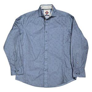 JERMYN & BOND Luxury Designer Blue Business Casual Dress Shirt Mens Medium